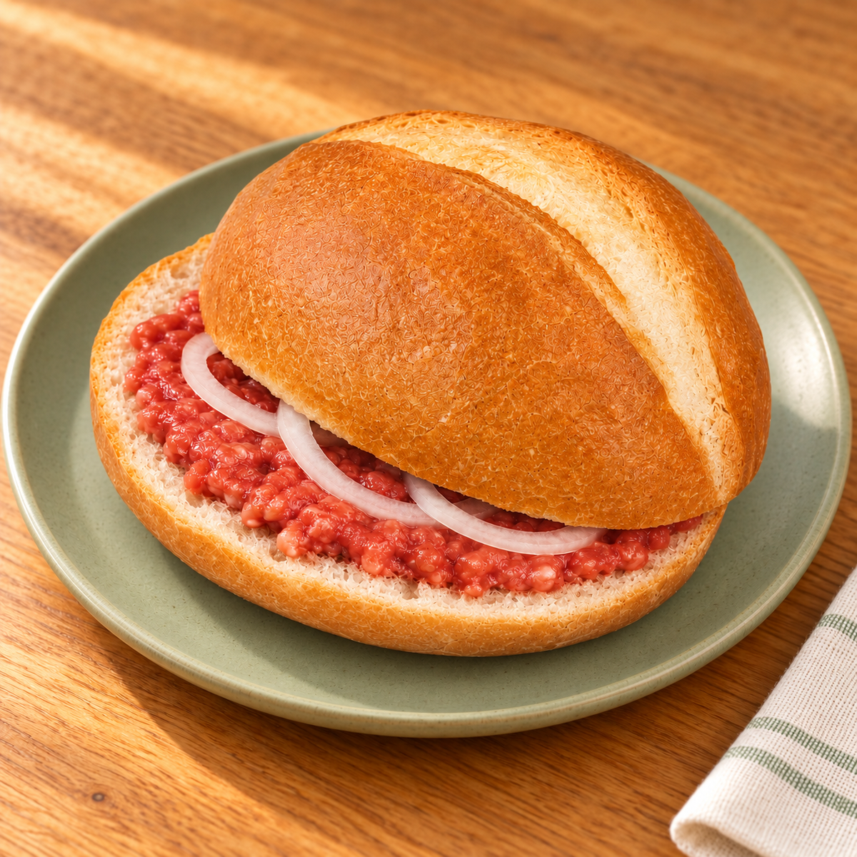 Mettbrötchen mit Zwiebeln – Tismes Produktaufnahme, Ansicht 1
